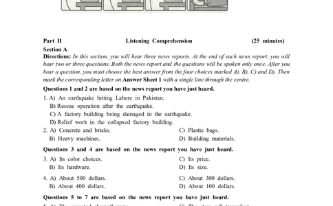 2015年06月四级真题第1套_大学英语四级+六级_四级真题_四级真题_1990年-2018年真题资料合集_2015年06月CET4题+解+音频_02、真题word版
