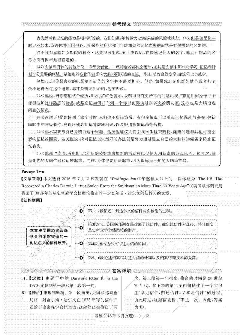 2018年06月四级阅读解析全3套_大学英语四级+六级_四级真题_专项_四级仔细阅读_四级仔细阅读解析