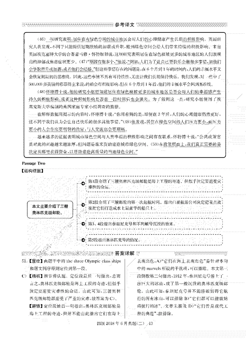 2018年06月四级阅读解析全3套_大学英语四级+六级_四级真题_专项_四级仔细阅读_四级仔细阅读解析