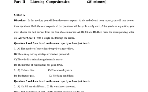 2019年12月四级真题第2套_大学英语四级+六级_四级真题_四级真题_2019年12月CET4题+解+音频_02、真题Word版