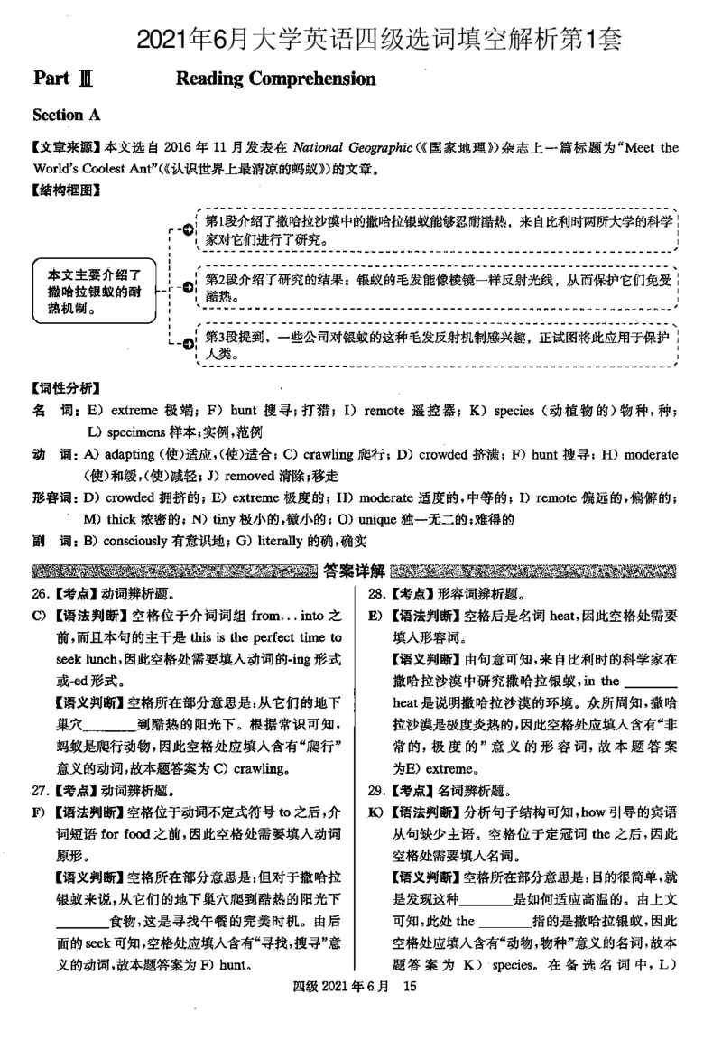 2021.06英语四级选词填空解析全3套_大学英语四级+六级_四级真题_专项_四级选词填空_四级选词填空解析
