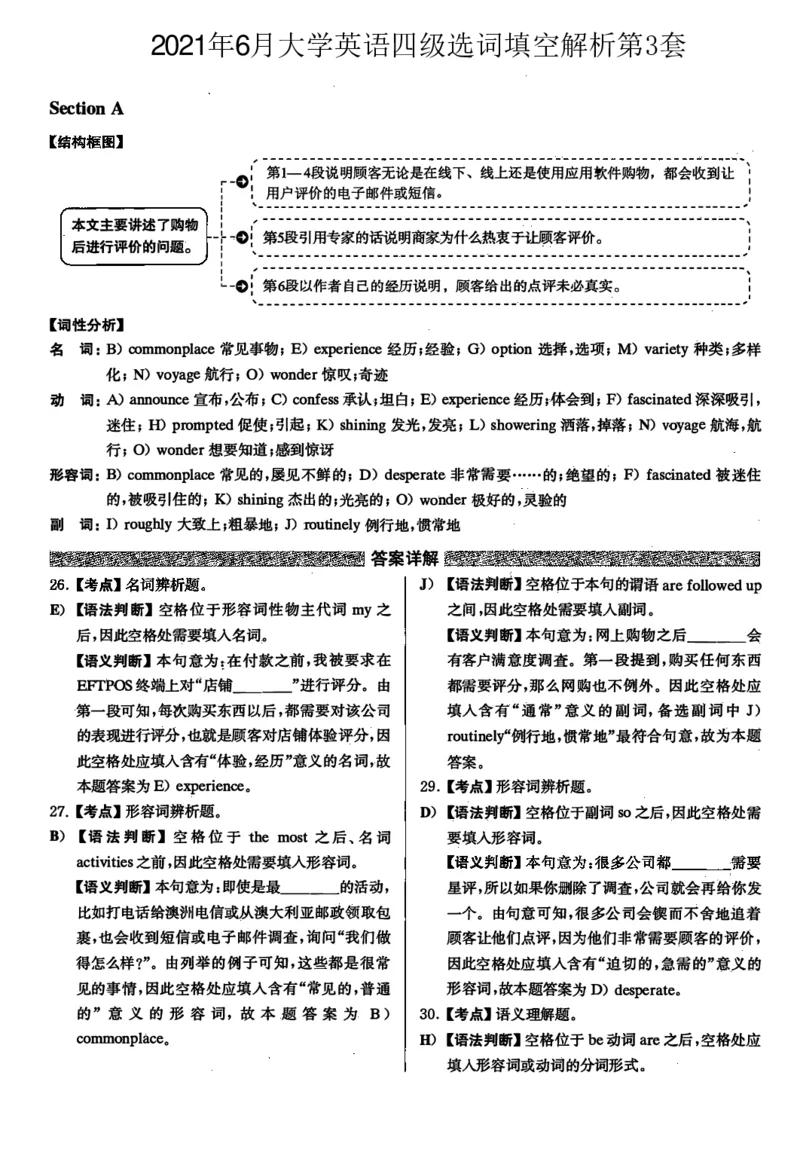 2021.06英语四级选词填空解析全3套_大学英语四级+六级_四级真题_专项_四级选词填空_四级选词填空解析