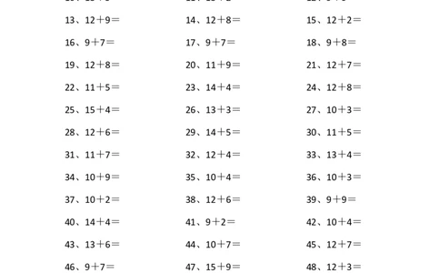 25以内加法第61~80篇_小学数学口算竖式脱式计算应用题一二三四五六年级上下册电_小学数学口算题库电子版（1-6）_小学数学口算一年级_口算题适合1年级(含答案）