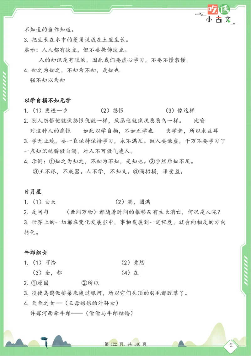 四年级语文小古文阅读理解59篇（含答案140页）文言文小古文练习_小学全网线上同款资料_11号