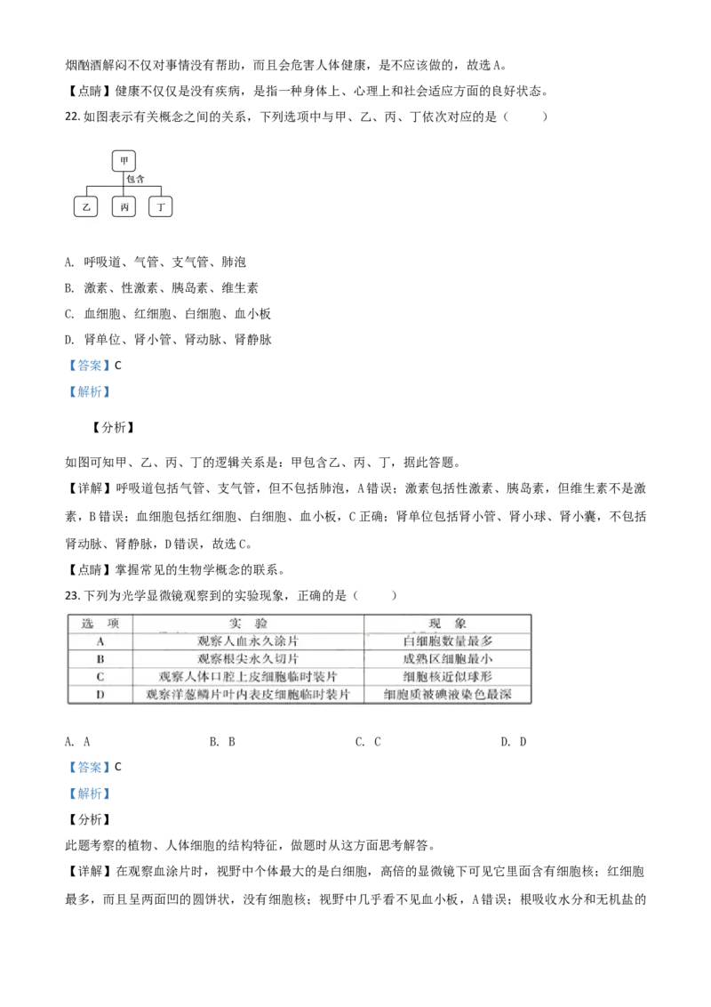 2019年福建省中考生物真题（解析卷）_福建中考1_6.福建中考生物（2017-2025）