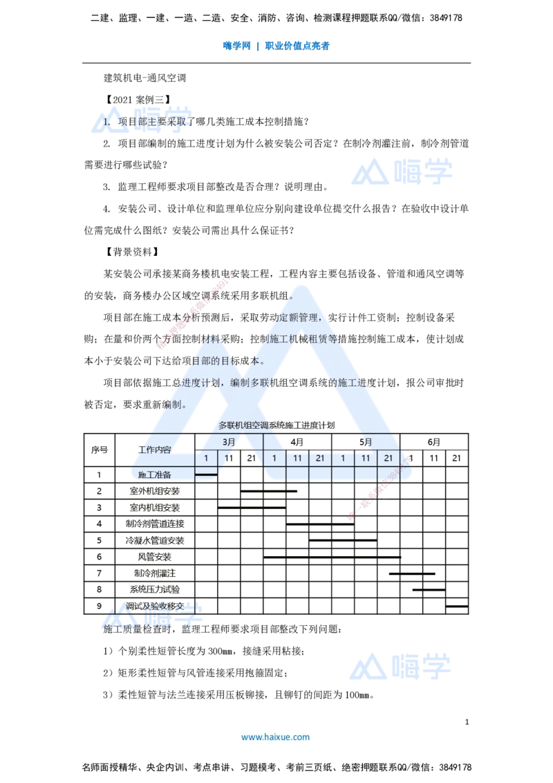 02.2025杨海军-案例母题特训-（01）2021案例三建筑机电-通风空调_2026年一级建造师_2026年一建机电_2025年一建机电SVIP_04-冲刺串讲✿考点强化✿小灶集训_讲义