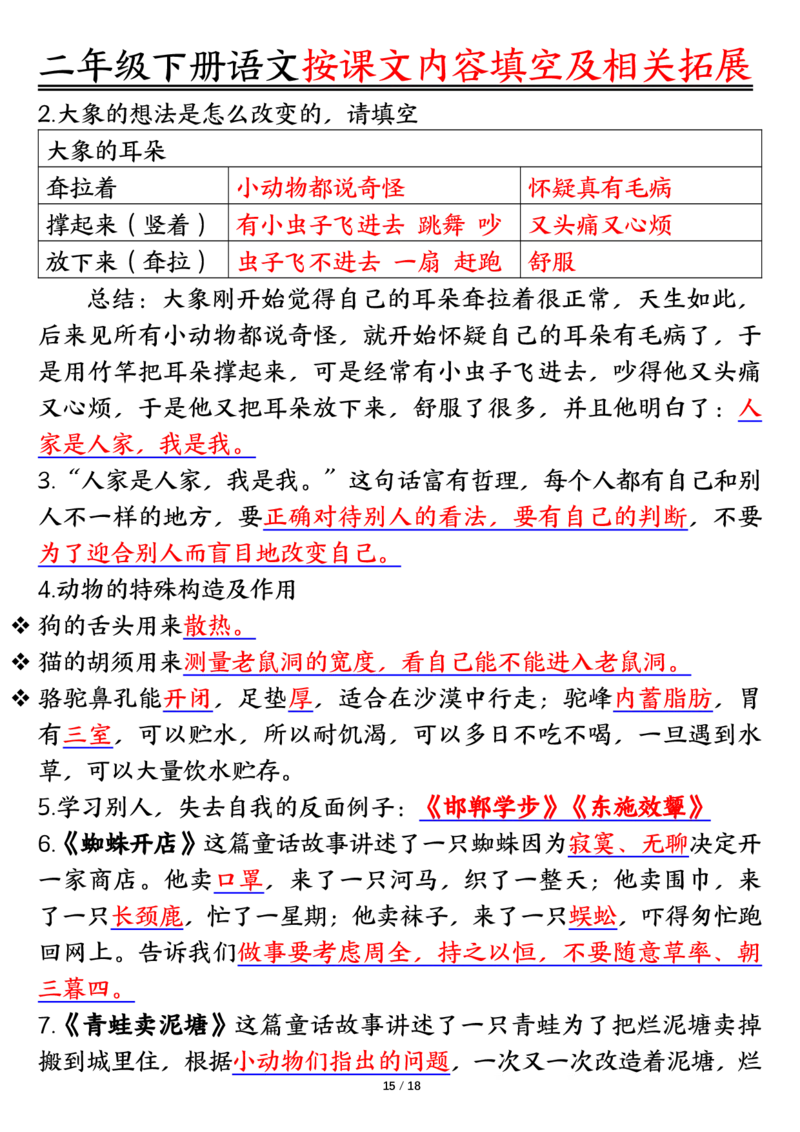 3.26按课文内容填空及相关知识拓展空白＋答案二下语文_二年级上下册资料_小学二年级学习资料-25年更新版_2-02、小学二年级语文下册_2-2-2、练习题、作业、试题、试卷_专项练习