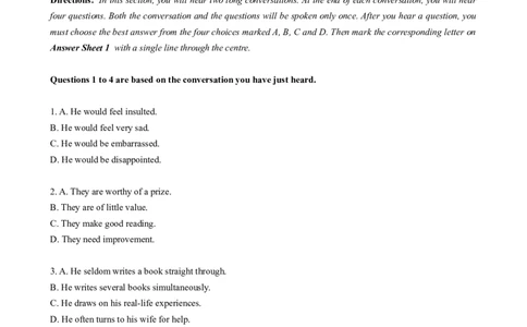 2017年06月六级真题（第2套）_大学英语四级+六级_六级真题_六级真题_1990年-2018年真题资料合集_2017年06月CET6题+解+音频_02、真题Word版