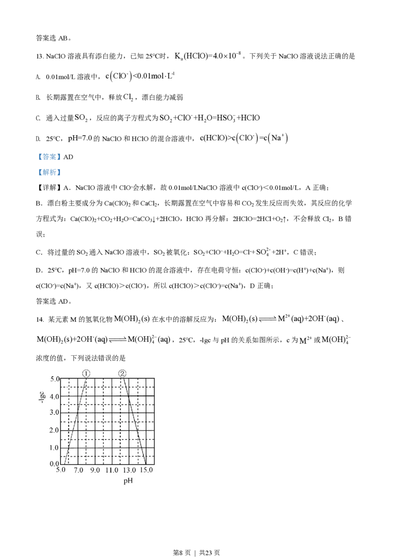 2022年高考化学试卷（海南）（解析卷）_历年高考真题合集_化学历年高考真题_新&middot;PDF版2008-2025&middot;高考化学真题_化学（按试卷类型分类）2008-2025_自主命题卷&middot;化学（2008-2025）(1)