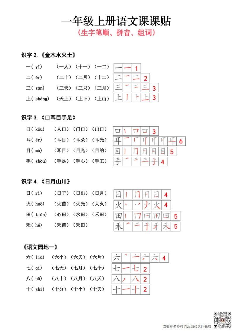 24秋新版一上语文课课贴（_一年级上下册资料_一年级上册小红书同款资料_一年级(1)