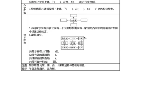 3.2认识平面图上的方向_三年级上下册资料_3年级下册教学资源包教案+学案_第三单元辨认方向（教案+学案）_学案