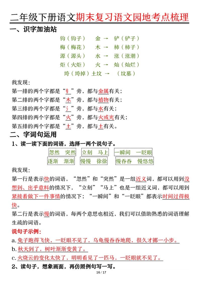 2081二下丨语文语文园地考点梳理_二年级上下册资料_二年级下册小红书同款资料_二下语文_二下语文
