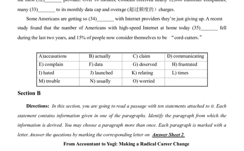 2017年6月大学英语四级真题3_大学英语四级+六级_四级真题_四级真题_1990年-2018年真题资料合集_2017年06月CET4题+解+音频_02、真题word版