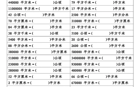 四年级（上）数学面积单位换算(1)(1)_小学全网线上同款资料_33号文件4年级上