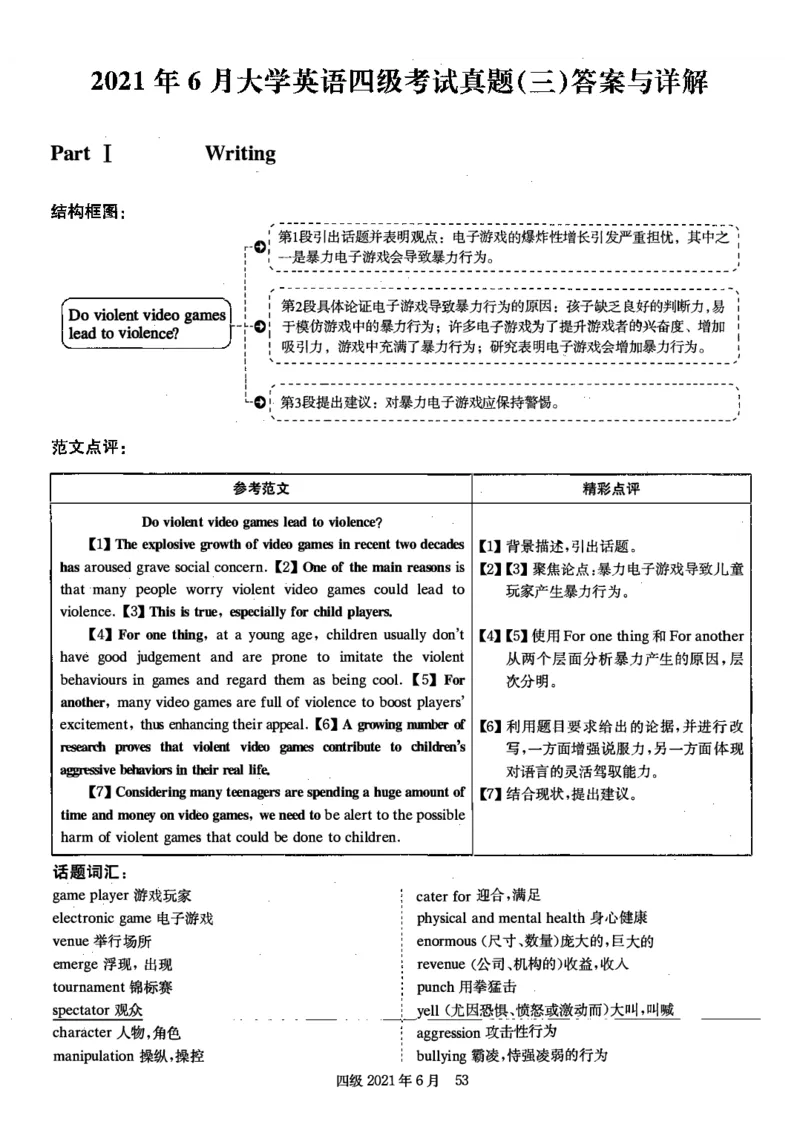2021年6月英语四级解析第三套_大学英语四级+六级_四级真题_四级真题_2021年06月CET4题+解+音频_03、答案解析