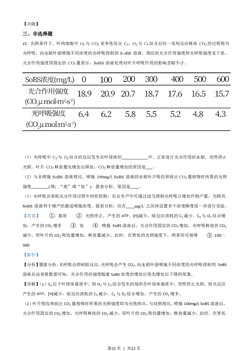 2021年高考生物试卷（山东）（解析卷）_生物历年高考真题_新&middot;PDF版2008-2025&middot;高考生物真题_生物（按省份分类）2008-2025_2008-2025&middot;（山东）生物高考真题