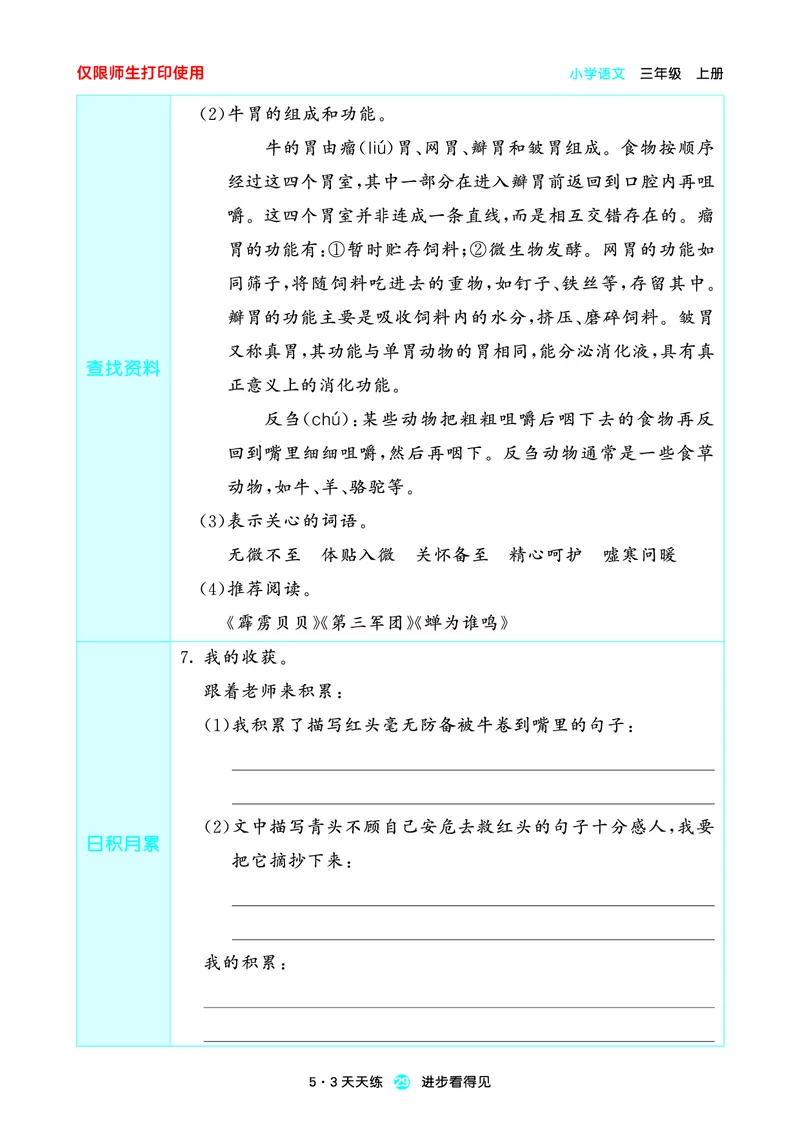 2024秋-5-3语文三上-预习册_三年级上下册资料_三年级上语数英上下册学习资料_3-8-1、小学三年级语文上册_统编、部编、人教（语文全国统一只有一个版）_2024新增