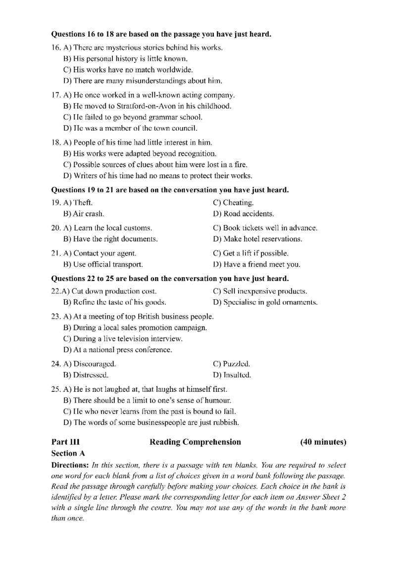 2015年06月四级真题第1套可复制可搜索_大学英语四级+六级_四级真题_四级真题_1990年-2018年真题资料合集_2015年06月CET4题+解+音频_01、真题PDF版（推荐使用）❤