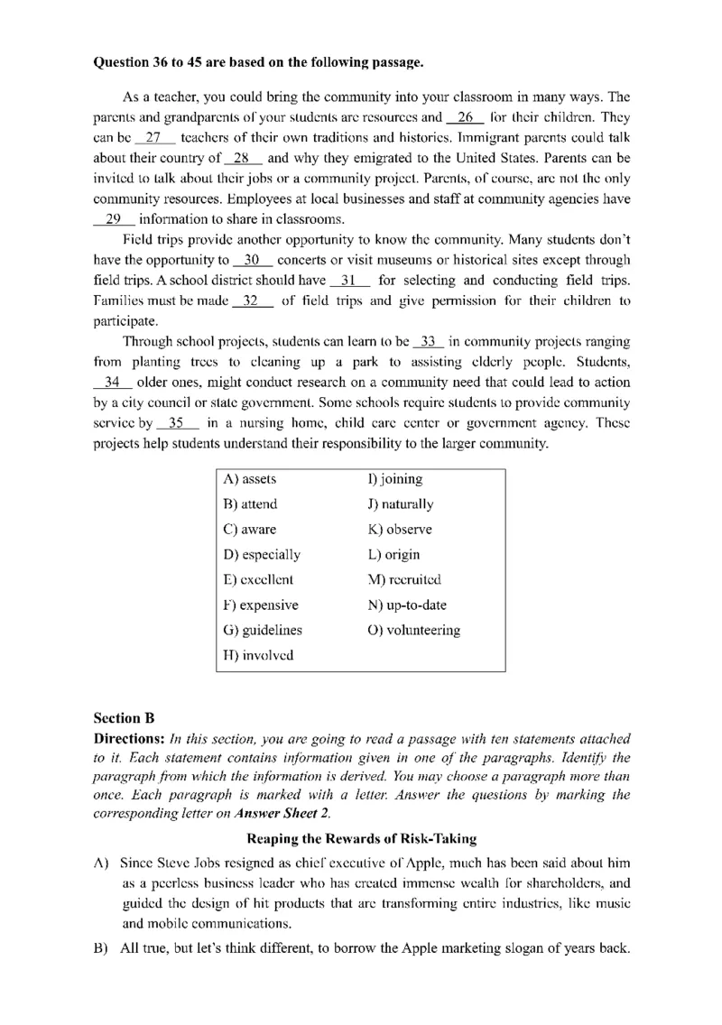 2015年06月四级真题第1套可复制可搜索_大学英语四级+六级_四级真题_四级真题_1990年-2018年真题资料合集_2015年06月CET4题+解+音频_01、真题PDF版（推荐使用）❤