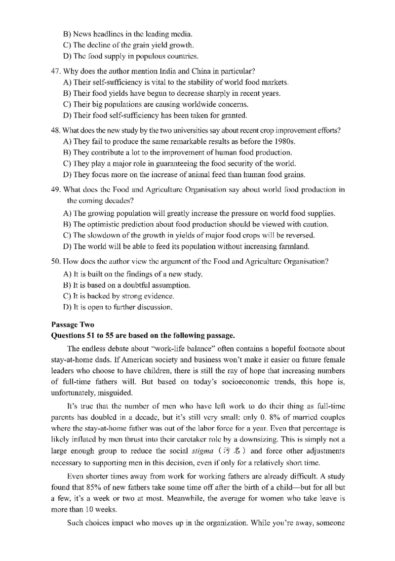 2015年06月四级真题第1套可复制可搜索_大学英语四级+六级_四级真题_四级真题_1990年-2018年真题资料合集_2015年06月CET4题+解+音频_01、真题PDF版（推荐使用）❤
