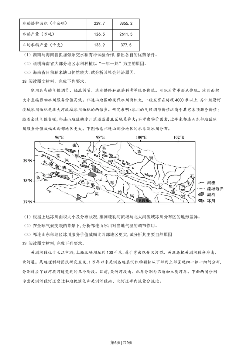 2021年高考地理试卷（湖南）（空白卷）_地理历年高考真题_新&middot;Word版2008-2025&middot;高考地理真题_地理（按年份分类）2008-2025_2021&middot;地理高考真题