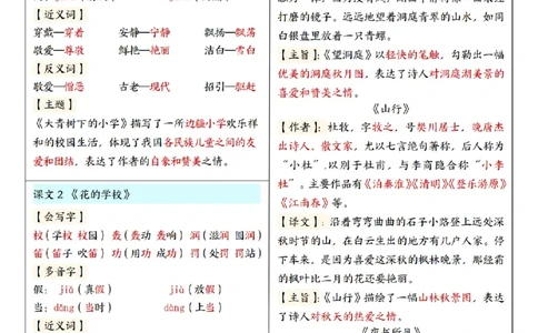2025新三上语文每课重点课课贴（7页）_25秋语文1-6课课贴
