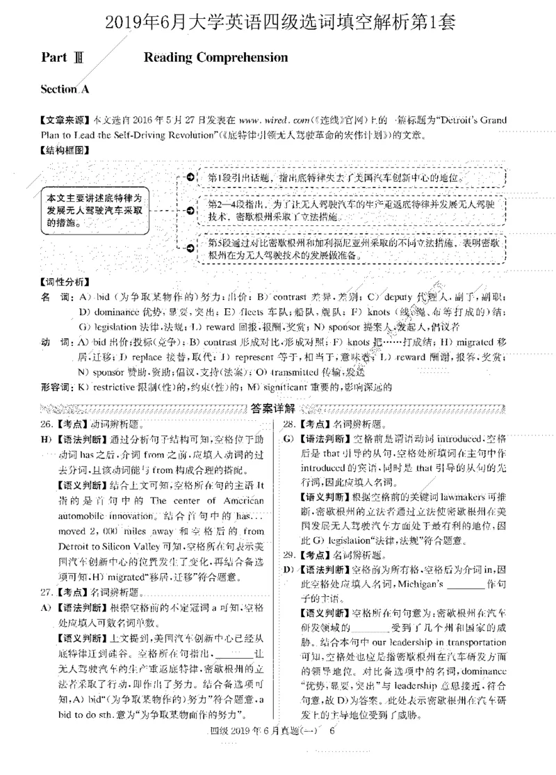 2019.06英语四级选词填空解析全3套_大学英语四级+六级_四级真题_专项_四级选词填空_四级选词填空解析