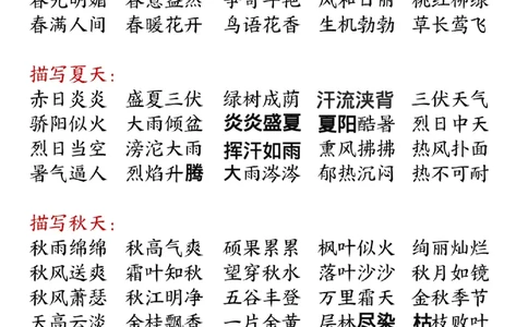 五上语文日积月累春夏秋冬四字成语知识总结_5年级小红书最新热门资料