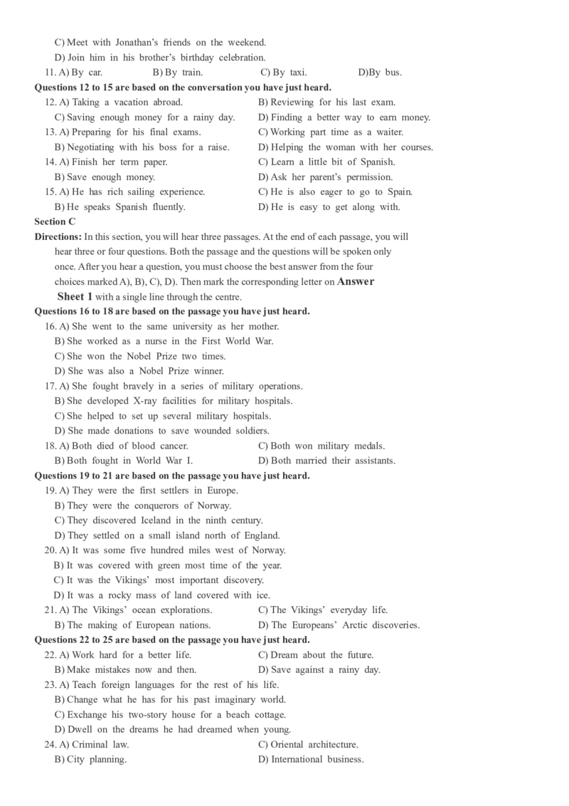 2017年12月英语四级真题（卷二）_大学英语四级+六级_四级真题_四级真题_1990年-2018年真题资料合集_2017年12月CET4题+解+音频_02、真题word版