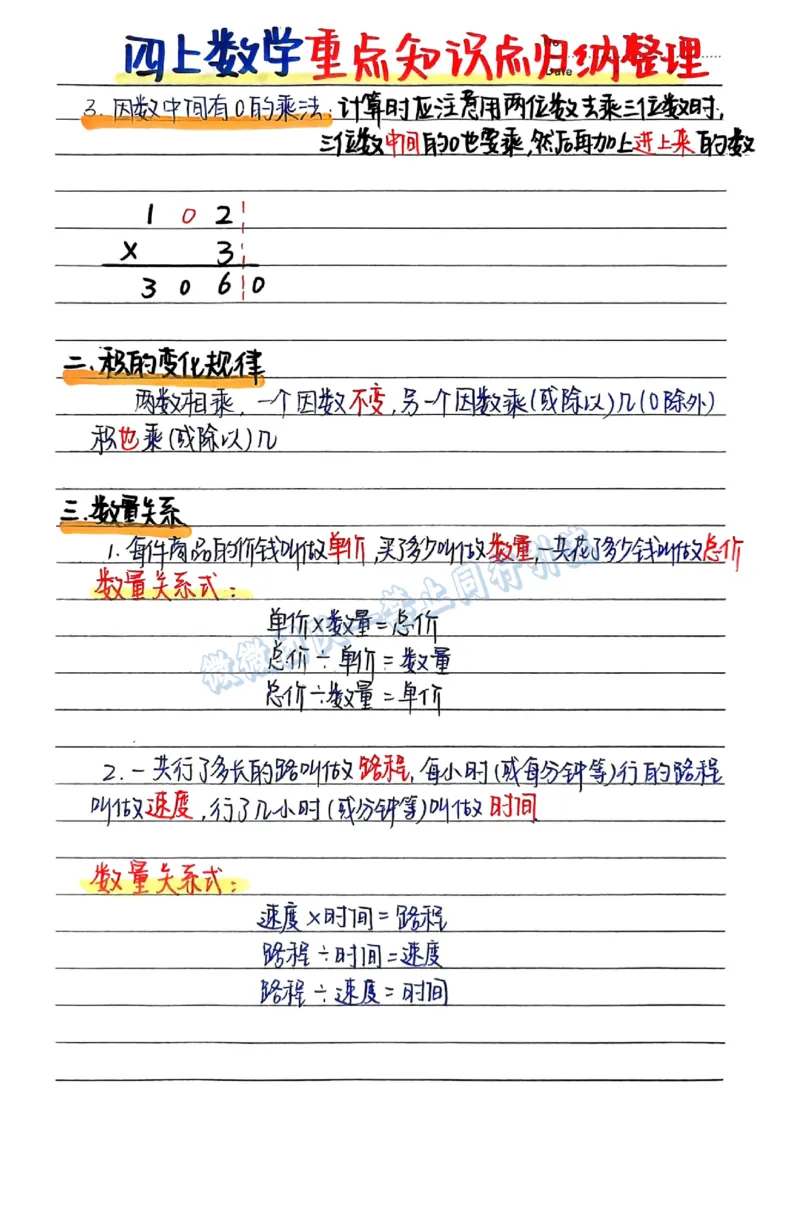 四年级数学必背公式（分享版）_小学全网线上同款资料_26号文件5上6上数学