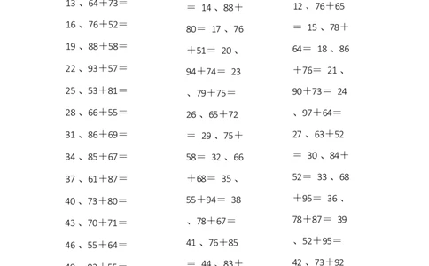 2位+2位第1-5篇_小学数学口算竖式脱式计算应用题一二三四五六年级上下册电_小学数学口算题库电子版（1-6）_小学数学口算一年级_口算题适合1年级(含答案）