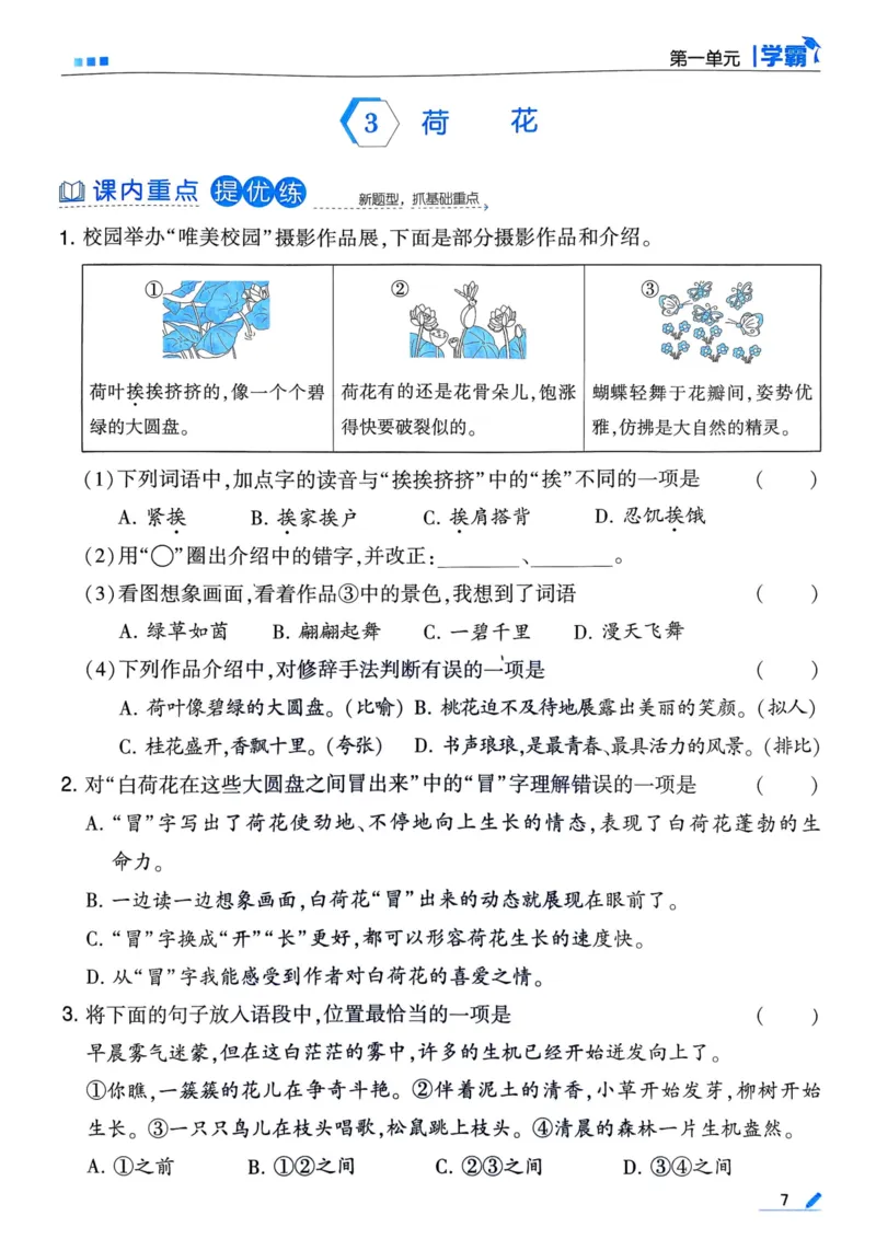 25春5星学霸3下语文_三年级上下册资料_53黄冈多个品牌系列资料_语文