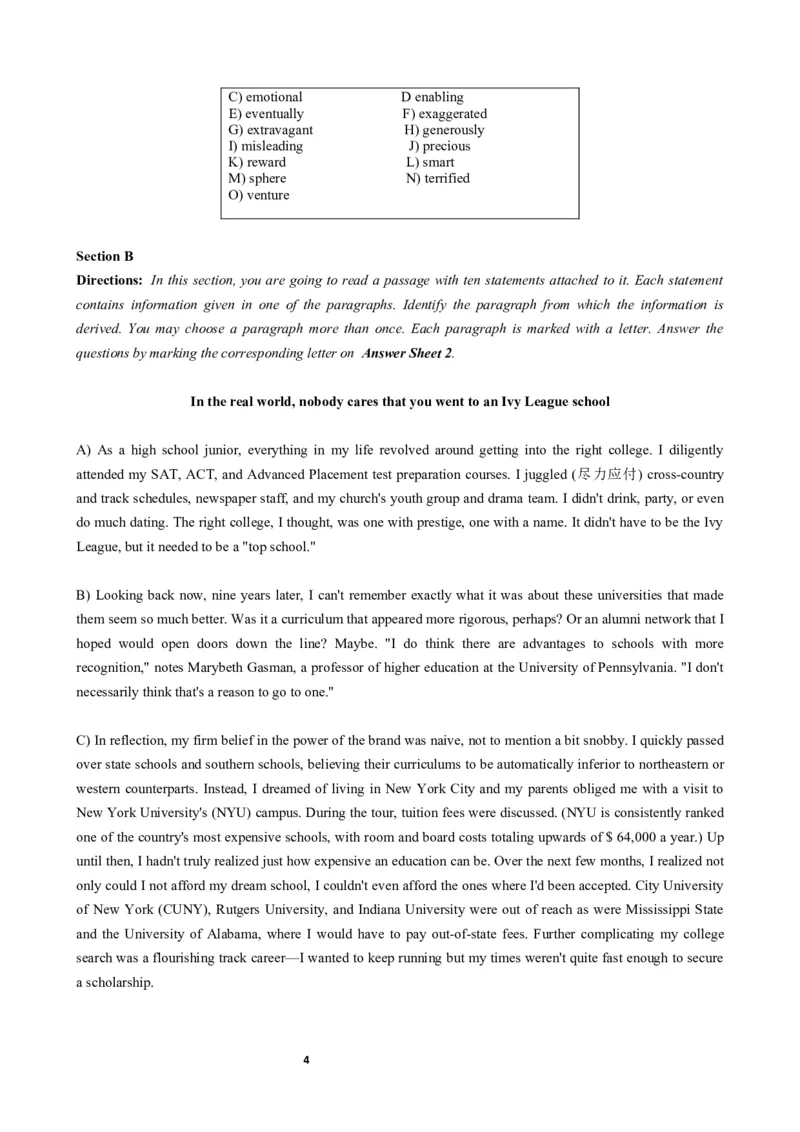 2018年06月六级真题（第3套）_大学英语四级+六级_六级真题_六级真题_1990年-2018年真题资料合集_2018年06月CET6题+解+音频_02、真题Word版