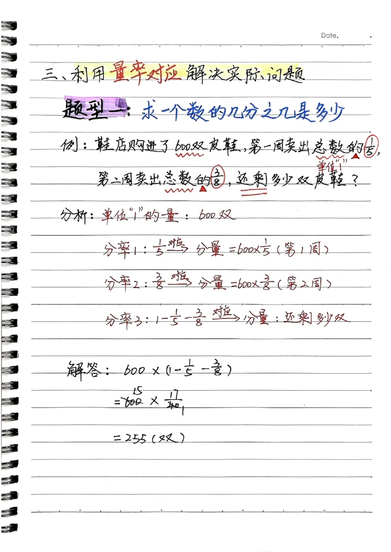 六年级上册手写笔记水印_小学全网线上同款资料_22号文件6上数学分数乘除