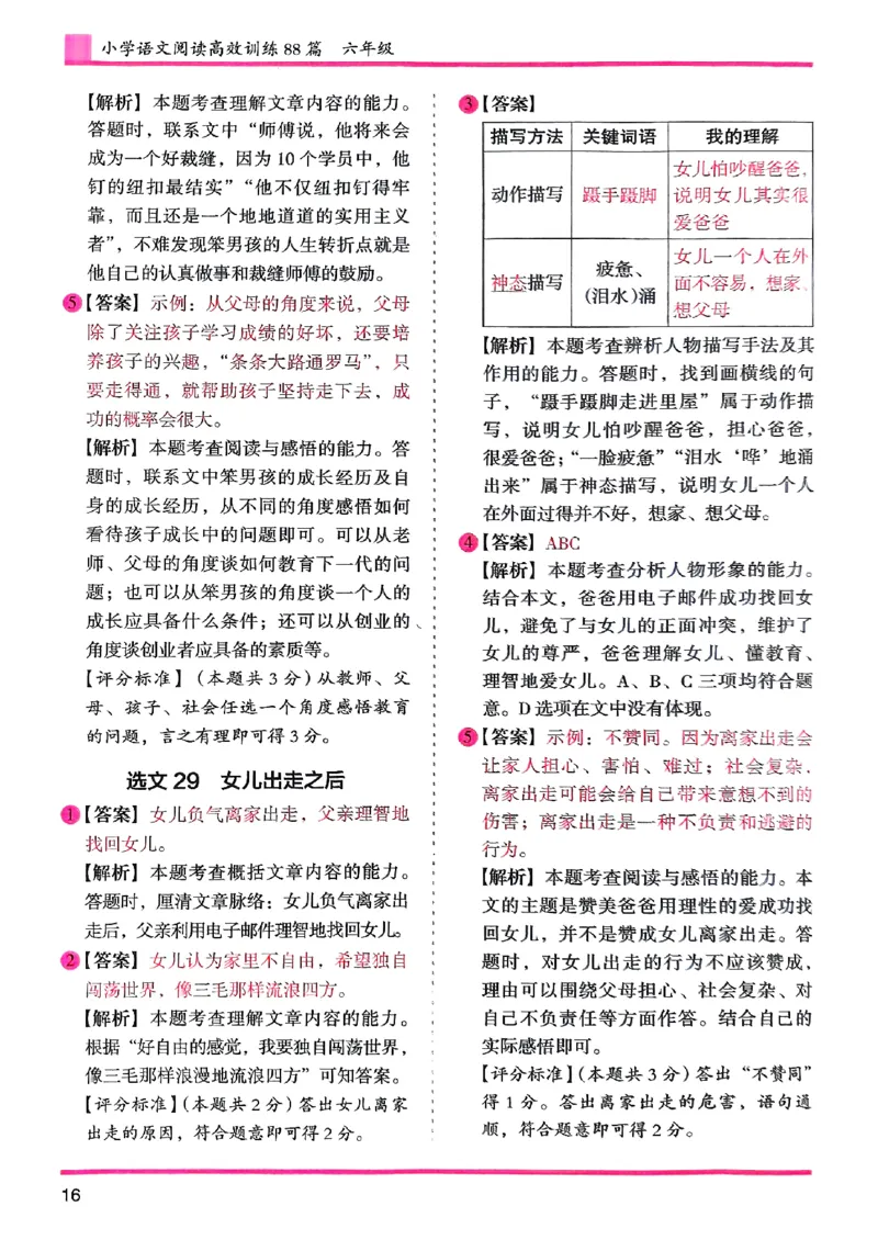 六年级木头马答案解析-副本_26版高效阅读88篇六年级