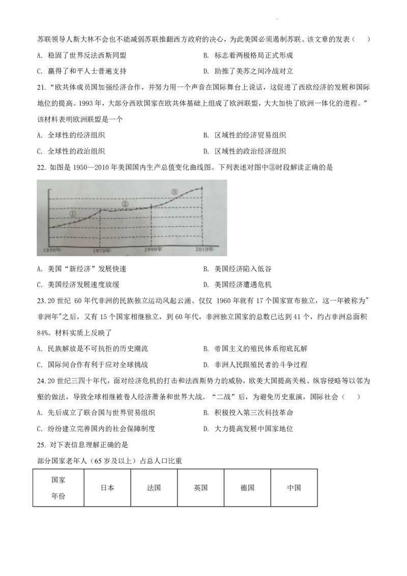 2021-2022学年越秀区九上历史试卷_广州九上月考+期中+期末+一模二模+中考真题_广州初中九上期末阶段试题（部分名校卷）