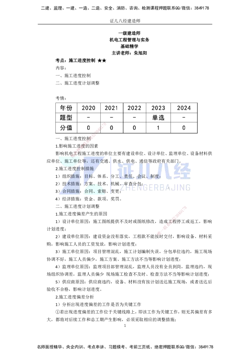 87.一建机电基础精学-88施工进度管理-4_2026年一级建造师_2026年一建机电_2025年一建机电SVIP_02-基础精讲✿高端面授✿深度强化_31-机电《基础精学课》朱旭阳ZBJ_讲义