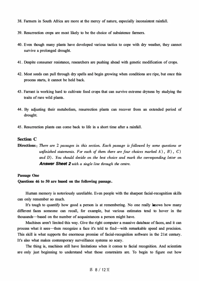 2018.06六级真题第2套可复制可搜索，打印首选_大学英语四级+六级_六级真题_六级真题_1990年-2018年真题资料合集_2018年06月CET6题+解+音频_01、真题PDF版（推荐打印）❤