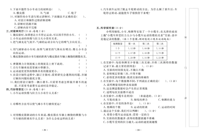 四上丨科学知识点梳理+单元试卷（教科版）_4年级小红书最新热门资料