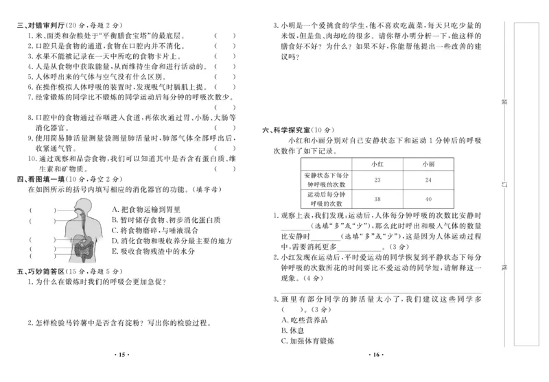 四上丨科学知识点梳理+单元试卷（教科版）_4年级小红书最新热门资料