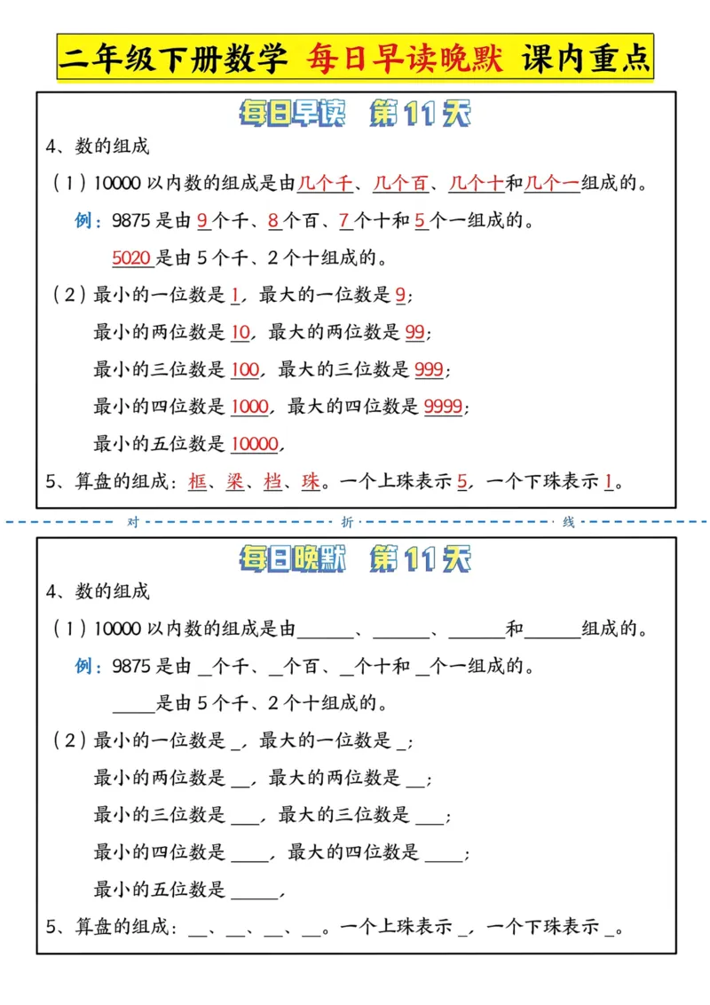 2133数学二年级下册数学重要知识点每日晨读晚默_二年级上下册资料_二年级下册小红书同款资料_二下数学_二下数学