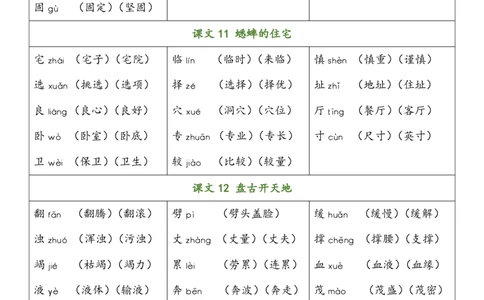 四（上）语文写字表生字组词_上册_四（上）语文期末重点归类文件
