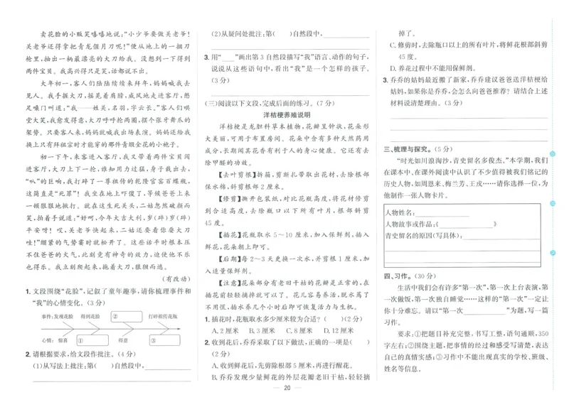 试卷语文4上_25秋《阳光同学期末复习》_25秋《阳光同学期末复习》语文1-6_25秋阳光同学期末复习15天冲刺100分人教语文4上