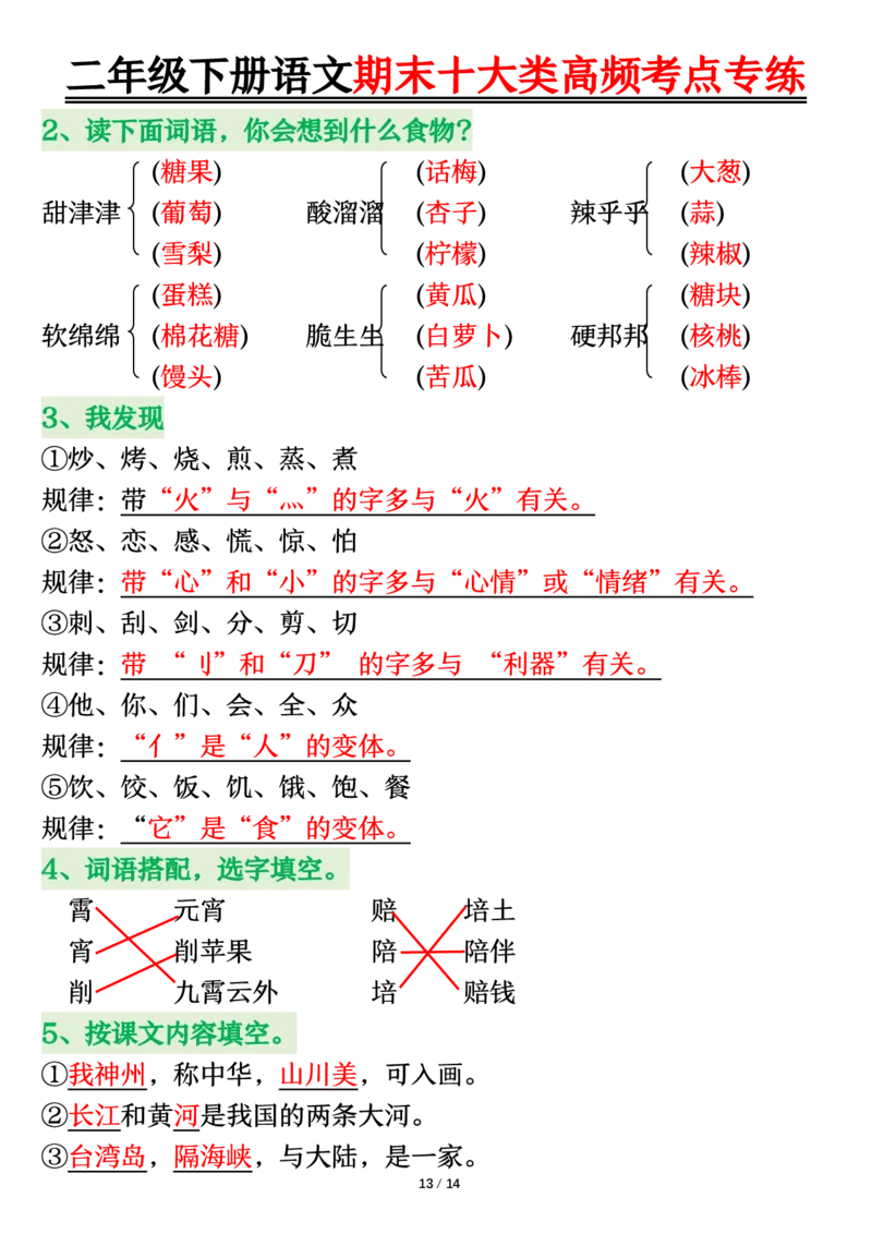 2140二下丨语文期末十大类高频专项练习_二年级上下册资料_二年级下册小红书同款资料_二下语文_二下语文