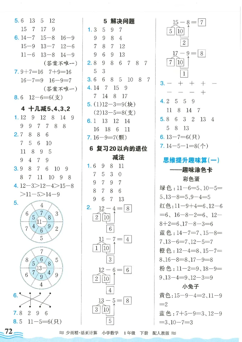 2025春人教版数学1年级下册活页计算_一年级上下册资料_53黄冈多个品牌系列资料_数学