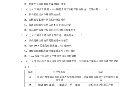 2021年高考生物试卷（福建）（空白卷）_生物历年高考真题_新&middot;Word版2008-2025&middot;高考生物真题_生物（按试卷类型分类）2008-2025_自主命题卷&middot;生物（2008-2025）