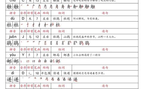 2059二（下）语文识字表预习卡_二年级上下册资料_二年级下册小红书同款资料_二下语文_二下语文