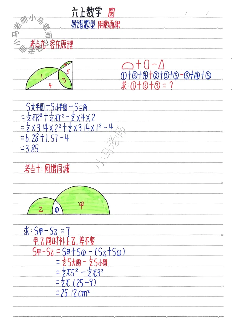 六上数学手写笔记（彩色版）_小学全网线上同款资料_12号文件6上数学语文
