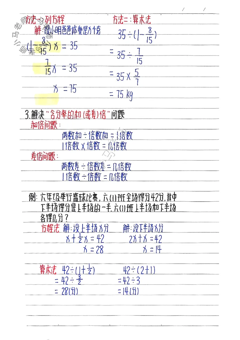 六上数学手写笔记（彩色版）_小学全网线上同款资料_12号文件6上数学语文