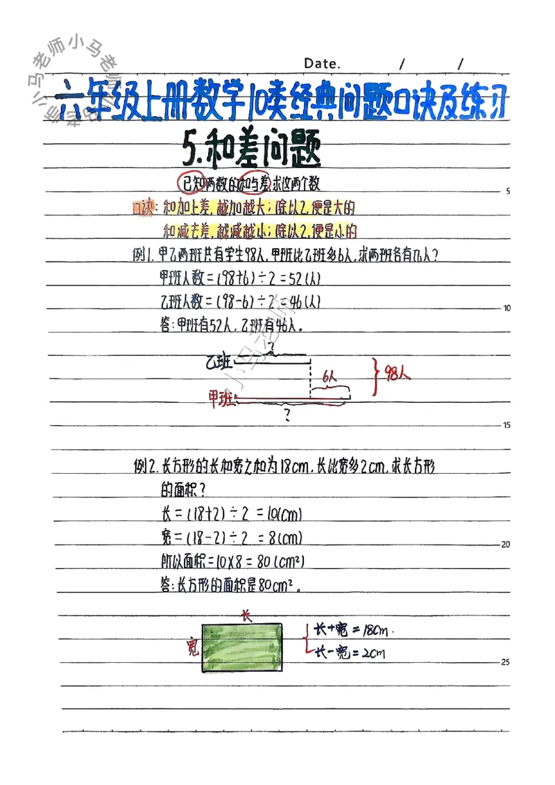 六上数学手写笔记（彩色版）_小学全网线上同款资料_12号文件6上数学语文